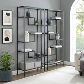 Crosley Furniture 710244238502 Sloane 2pc Etagere Set - 78 Inch H X 69.5 W 12.5 D Black 12