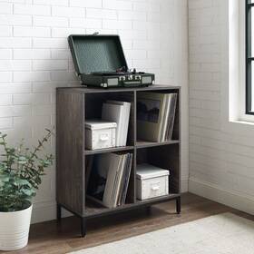 Crosley Furniture 710244242349 Jacobsen Record Storage Cube Bookcase - 28.5 Inch W X Brown Ash 13