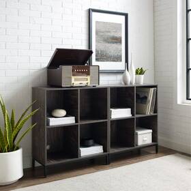 Crosley Furniture 710244242752 Jacobsen 2pc Record Storage Cube Bookcase Set - 57 Brown Ash Inch W X 13