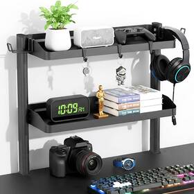 Dearper 745695313409 Clamp On Desk Shelf 17in 2-tier Office Shelves Organizer Small F