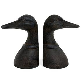 Decoronix 850051540259 Decorative Distressed Cast Metal Duck Head Bookends - Brown Dark