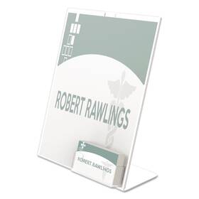 590601 Deflecto Superior Image Slanted Sign Holder With Business Card 8.5w X