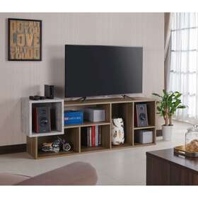 Denhour 842744150289 Dh Basic Industrial Walnut Two-tone 7-shelf Bookcase By Honey Transitiona