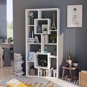 10-open Denhour 842744152313 Dh Basic Modern White 72-inch Shelf Display Bookcase Transitional