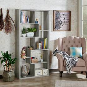 8-open Denhour 842744152344 Dh Basic Modern Grey 71-inch Shelf Display Bookcase Vintage Oak Mode