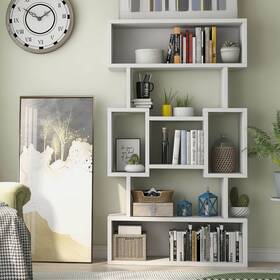 Denhour 842744152900 Dh Basic Modern Open Bookcase Display Shelf By White Transitional
