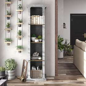 4-shelved Denhour 842744154423 Dh Basic Urban Cement Grey Compact Tv Tower By Indu