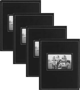 221777 Designovation Debossed Faux Leather Photo Album Set 40 Black Photos