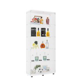 Devera 845834868118 Glass Floor Standing Display Cabinet With 5 Shelves Double