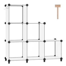 Dinmo 768459593305 6 Cubes Storage Organizer Bookcase Display Shelf With Wooden Mallet
