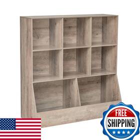 Dinzi Lvj B0d25wb59z Toy Storage Organizer Kids Bookshelf Wood Cabinet 3-tier