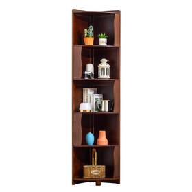 Dousy Sxzjg-05-s-dsy 5-tier Bamboo Corner Shelf Freestanding Fan-shaped Storage Rack Space-saving