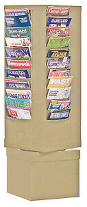 X14.13 Durham 410-75 Tan 44 Pocket Rotary Literature Rack 14.13 Inch X48.5