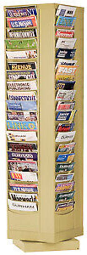 X60.88 Durham 416-75 Tan 80 Pocket Rotary Literature Rack 14.13 Inch X14.13