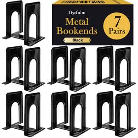 Dyrfolm 683125809163 14 Pcs/7 Pair Black Metal Bookends 6.5 X 4.9 5.7in Heavy