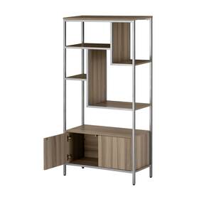 Ecworld Enterprises Inc. 810051214482 Glam Contemporary Design Display Rack With Door Cabinet Oak Modern And Conte