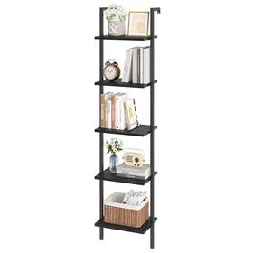 B0c1b6nmj8 Elyken 5-tier Wood Ladder Shelf Wall Mounted Bookshelf Metal Frame Vintage Displ