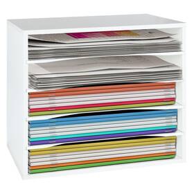 Emerit 656699815328 Paper Organizer For Desk - 5 Tier File Storage A4 Letter Tray White