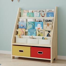 Experlam B0cmcxjx1p 4 Tier Kids Book Shelf Wooden Rack Storage Bookshelf Toy