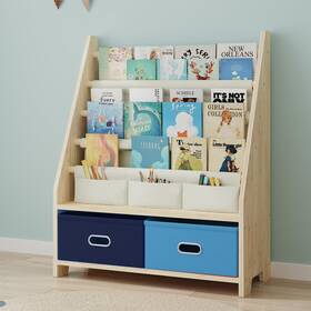 Experlam B0d2d1cw6w 4 Tier Kids Book Shelf Wooden Rack Storage Bookshelf Toy