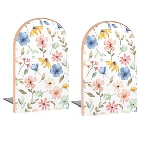Famame 565465-8nenpv20f940 Seamless Flowers Blue Pink Book Ends Decorative 5 Inch X3.1