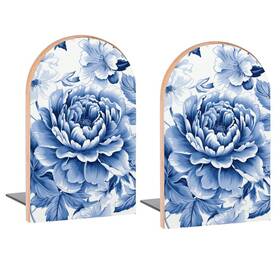 Fa-sx9z4v19hgle Famame Blue And White Floral Book Ends Decorative 5 Inch X3.1
