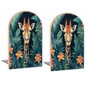 Famame Fa-sx9z4yu7wm7v Giraffe Vintage Jungle Book Ends Decorative Wood 5 Inch X3.1