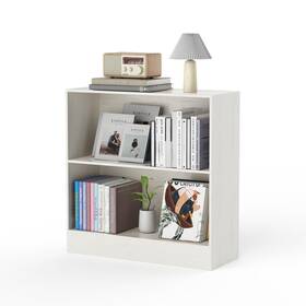 Hk007 Fllution 2-shelf Bookcase 32 In Tall Cream White 31.5 Wide Floor Standing Bookshel