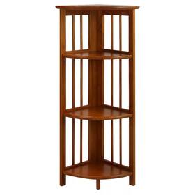50523020 Flora Home 38 Inch Folding 4 Tier Corner Shelf Brown -