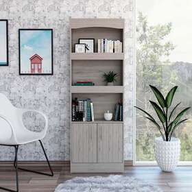 Fm Furniture 798911205101 Durango Bookcase Three Shelves And Double Light Gray Modern Con