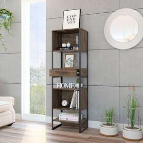 Fm Furniture 798911208850 Manhattan Bookcase Four Shelves And One Cognac Modern Contempor