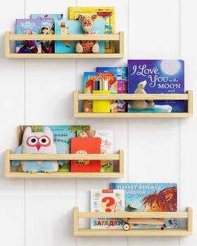 Fbws22-006 Forbena Natural Wood Nursery Book Shelves Wall Mounted Floating Bookshelf Fo