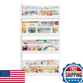 Fotosok B0b2s2b491 Kids Bookshelf Wall Mount 4-tier Book Shelf Organizer For Toys And
