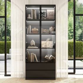 Fufu&gaga 755494893392 Tall Modular Display Storage Cabinet Bookcase With Light Home