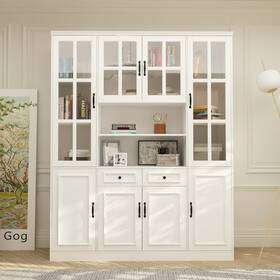 Fufu&gaga 758987913768 Tall Storage Cabinet Glass Doors Display Bookcase