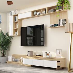 131.9 Fufu&gaga 763271150132 Inch W Bookshelves Entertainment Accented Drawers With