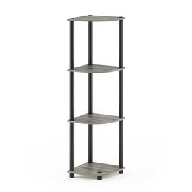Furinno 810006770230 Turn-n-tube 4-tier Corner Display Rack Multipurpose Columbia Walnut/blac