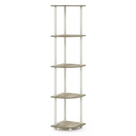 Furinno 810006770377 Turn-n-tube 5 Tier Corner Display Rack Multipurpose Sonoma Oak/white N/