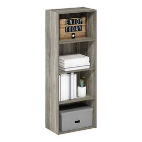 Furinno 810006776577 Luder 4-tier Open Shelf Bookcase French Oak Modern And Contemporary