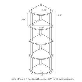 Furinno 816718022285 Turn-n-tube 5 Tier Corner Display Rack Multipurpose French Oak Grey/blac