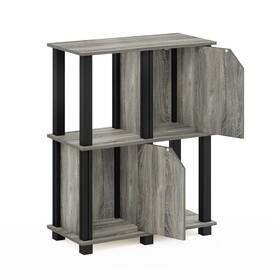Furinno 816718029550 Brahms 3-tier Storage Shelf With 2 Doors Black French Oak Grey/black Mo