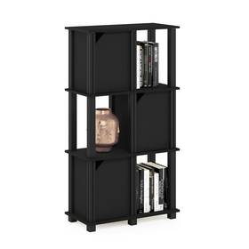 Furinno 816718029604 Brahms 4-tier Storage Shelf With 3 Doors Black Oak/black Modern &