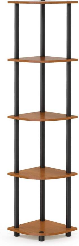 99811 Furinno Turn-n-tube 5 Tier Corner 5-tier Round Tube Light Cherry/black