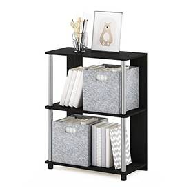 B09mvvsyry Furinno Jaya 3-tier Bookcase/shelf Compact Design Stainless Steel Tubes