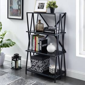 Furniture Of America 193578295050 Albaric Modern Black Metal Display Bookcase By 4-shelf