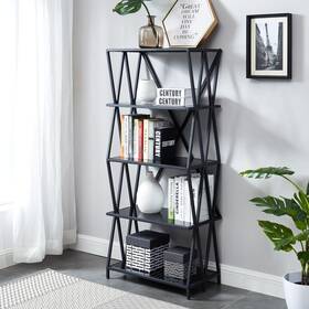 Furniture Of America 193578295067 Albaric Modern Black Metal Display Bookcase By 5-shelf