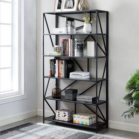 Furniture Of America 193578295081 Baron Modern 5-shelf Black Metal Display Bookcase By Transitional