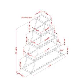 Furniture Of America 193578353859 Gliny Contemporary Glass Shelves Open Back Bookcase By Sand Black/clear 5-shelf