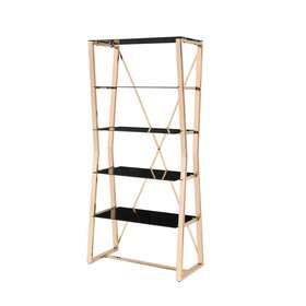 Furniture Of America 193578439188 Morfell Contemporary Chrome Glass-shelf Bookcase By Gold Glam Modern And Contempo