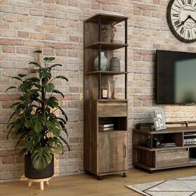 Furniture Of America 193578439546 Albertus Industrial 4-shelf Accent Bookcase With Drawer By Reclaimed Oak Urban